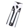 White suspenders and bow tie set for adults, classic wedding groom tuxedo accessories. - White