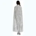 Zilveren pailletten cape kostuum voor carnaval feest, masquerade optreden en feestkleding. - 1,4 m zilveren pailletten cape
