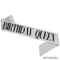 Zilveren glitter verjaardag queen sjerp feest decoratie band glanzende accessoire - Zilver Glitter (BI0713W21B-6)