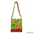 Colorful polka dot clown shoulder bag with red fringe for party cosplay and festival events. - CL0623C22