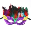 Mardi Gras sequin feather mask for party carnival masquerade purple gold green colorful design. - Colorful Feather Style A - Purple