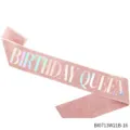Rose gold glitter birthday queen sash party decoration belt shiny fabric accessory - Dark Rose Gold Glitter (BI0713W21B-16)