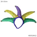 Kleurrijke carnavalsjester haarband met pailletten en kleine belletjes voor feestjes. - MD0528H22