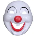 White plastic clown mask with red nose and big smile for cosplay and party dressing up. - CL324E23