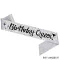 Silver glitter birthday queen sash for women party celebration and holiday decoration supplies. - Bright Silver Glitter (BI0713W21B-20)