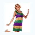 Mardi Gras flapper fringe dress for women, purple green gold costume party masquerade outfit. - MD1102C20 Style