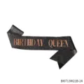 Black glitter birthday queen sash rose gold lettering party accessory prop for women celebrations - Black Glitter (BI0713W21B-24)