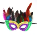 Mardi Gras Party Feather Sequin Mask Carnival Costume Masquerade Eye Mask for Adults - Colorful Feather Style B - Purple