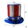 Amerikaanse Onafhankelijkheidsdag hoge hoed rood wit blauwe pailletten feestmuts - Uncle Sam Hoed