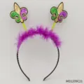 Mardi Gras carnival sequin feather headband party costume accessory with fleur de lis springs - MD1209C21
