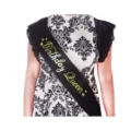 Black birthday queen satin sash with gold foil lettering and hearts party decoration accessory - Black (BI727A19BK)