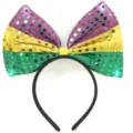 Mardi Gras Sequin Bow Headband Carnival Party Hair Accessory in Purple Gold and Green - Purple Gold Green MD602E19PE