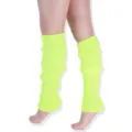 Neon yellow knitted leg warmers, 80s retro dance party costume accessories for women. - Fluorescent Yellow Striped