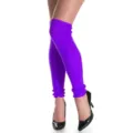 Vibrant purple knitted leg warmers for 1980s party costumes dance wear vintage style - Purple Striped