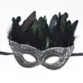 Black sequin feather masquerade mask, stunning party costume accessory for festive carnivals. - Colorful Feather Style E - Black