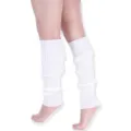 White knit leg warmers, 1980s retro party costume accessory, comfortable elastic ribbed socks. - White Vertical Stripes