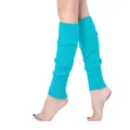 Vibrant turquoise knitted leg warmers for 1980s retro party dance costumes and daily stylish outfits. - Bright Cyan Striped