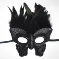 Black sequin butterfly mask with feathers for carnival party masquerade event and ball costume - Sequin Feather - Black Butterfly