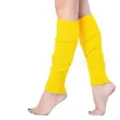 Bright Yellow Knitted Leg Warmers Retro 80s Party Dance Boot Cuffs Fashion Item New - Bright Yellow Striped