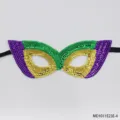 Mardi Gras Sequin Mask Festival Party Masquerade Costume Eye Mask Purple Green Gold Glitter - MD1011E23E-4
