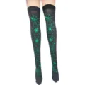 Halloween spider web over knee socks, black and green cosplay long stockings for party. - One Size / Black Green Spiderweb Socks