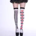 Calcetines altos Halloween Cosplay gótico color contraste cruz corazón largos medias - Talla única / Patrón de Póker 3#