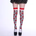 Playing card print over-the-knee socks, red and black checkerboard fashion hosiery. - One Size / Poker Pattern 4#
