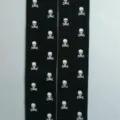 Black skull print over the knee socks, perfect for Halloween cosplay and gothic costume party wear. - One Size / Small Skull