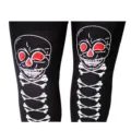 Halloween black skull print tights scary costume hosiery spooky party dress up accessories - One Size / Skull Wishbone