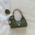 French niche underarm dumpling bag for women, stylish autumn shoulder handbag casual commute bag - With Charm / Green