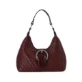 Burgunderrote gewebte Achseltasche für Damen, stilvolle Hobo Umhängetasche für Alltag und Pendeln. - Ohne Anhänger / Rot