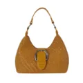 Schicke gewebte Damen Achseltasche Retro Hobo Handtasche mit dekorativer Metallschnalle. - Ohne Anhänger / Gelb