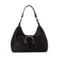 Dunkelbraune gewebte Leder-Hobo-Umhängetasche für Damen, schicke Freizeit-Pendler-Handtasche. - Ohne Anhänger / Braun