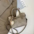 Women vintage canvas crossbody handbag casual tote bag stylish top handle bag commute purse - Gray