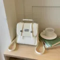 Women backpack casual college style white PU leather fashion daily commuter bookbag - No Pendant / Off White