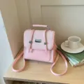 Pink college style mini backpack, casual fashion commuter shoulder bag for women daily wear. - No Pendant / Pink