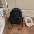 Minimalist black backpack for women casual daily commuting lightweight chic bookbag school bag - Black