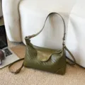 Chic borsa a spalla intrecciata da donna, elegante borsa a tracolla in pelle PU per il lavoro. - Verde