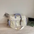 Large capacity travel duffel bag stylish lightweight weekend luggage carry-on gym bag - With Pendant / White