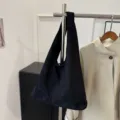 Sac à épaule en suédine noire pour femme, grand cabas hobo, sac style casual vintage travail. - Noir
