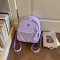 Japanese minimalist casual backpack for women, lightweight purple daily commuter school bag. - Purple