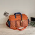 Large capacity travel duffel bag, stylish casual weekend overnight bag with shoulder strap for sports - With Pendant / Orange
