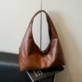 Sac à épaule vintage en cuir verni marron sac hobo sous les bras cabas élégant - Marron