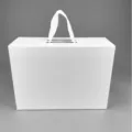 White gift box tote packaging box for shoes storage and present wrapping retail item. - 38x28x13.5cm / White