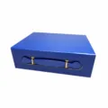 Blaue PU-Leder-Geschenkbox mit Metallgriff zur kosmetischen Aufbewahrung und Luxusverpackung - Klein: 30*22*9.6cm / Blau