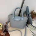Stylish casual handbag for women, minimalist cross-body bag with top handle and shoulder strap. - No Pendant / Blue