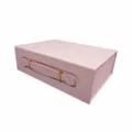 Rosa PU Leder Geschenkkarton Magnetische Faltbare Verpackungsbox mit Griff für Kosmetik - Klein: 30*22*9.6cm / Rosa