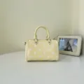 Yellow polka dot handbag for women, cute mini pillow shoulder bag with top handle. - Yellow Without Pendant