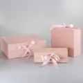 Boîte cadeau magnétique rose avec nœud, boîte d'emballage pliable élégante pour cadeaux. - 23*17*7cm / Rose