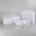Boîte cadeau magnétique blanche avec ruban, coffret pliable de luxe pour cosmétiques et cadeaux. - 23*17*7cm / Blanc
